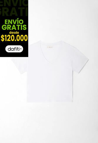 Tennis Camiseta Para Mujer De Algodón Blanca De Fit Relajado Con Escote En V Tennis