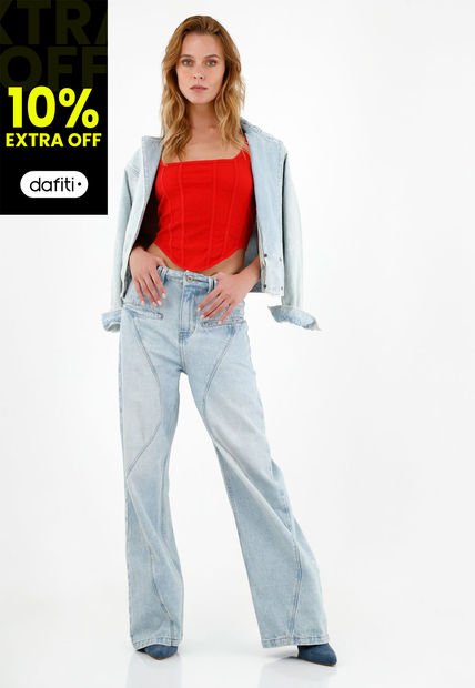 Chaqueta Azul Con Cuello De Solapa Para Mujer