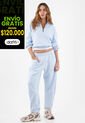 Tennis Buzo Para Mujer En Algodón Azul Cielo Fit Relajado Con Media Cremallera de Tennis