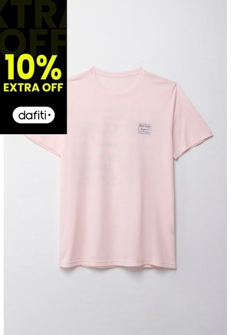 Camiseta Manga Corta Estampada Rosada Para Hombre Tennis