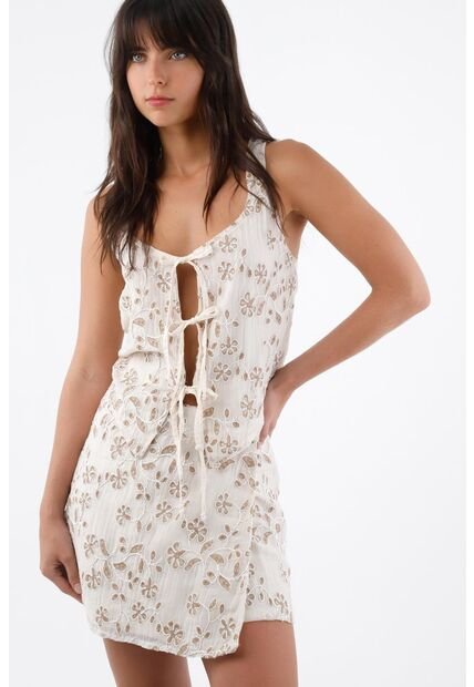 Tennis Camisa Para Mujer En  Marfil Fit Relajado Con Lazos Frontales