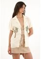 Tennis Camisa Tipo Bowling Con Bordado De Palmeras Para Mujer de Tennis