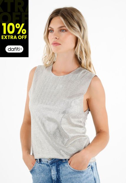 Camiseta Gris Con Detalles Brillantes Para Mujer