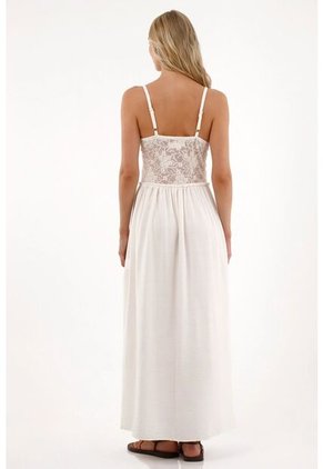 Tennis Vestido Largo Con Detalle De Encaje Crudo Para Mujer