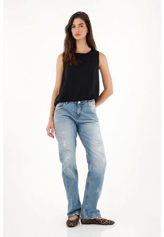 Tennis Jean Recto Con Pigmento Blanco Para Mujer Tennis