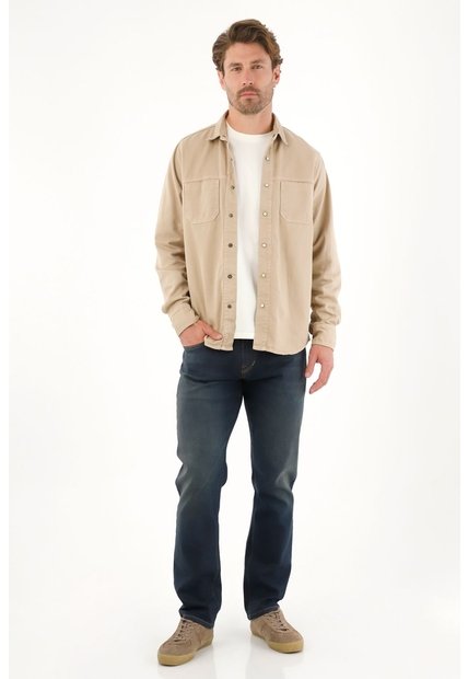 Tennis Jean Recto Con Efecto Resinado Azul Para Hombre