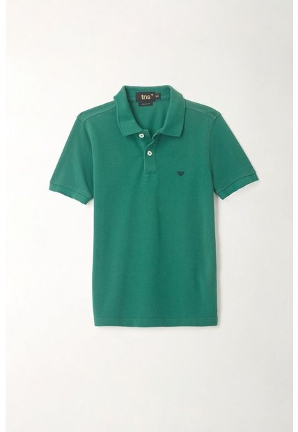 Polo Cuello Tejido Verde Para Niño
