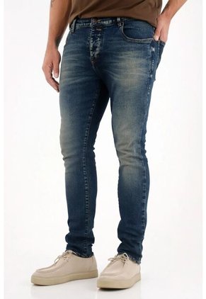 Tennis Jean Skinny Con Desgastes Azul Para Hombre