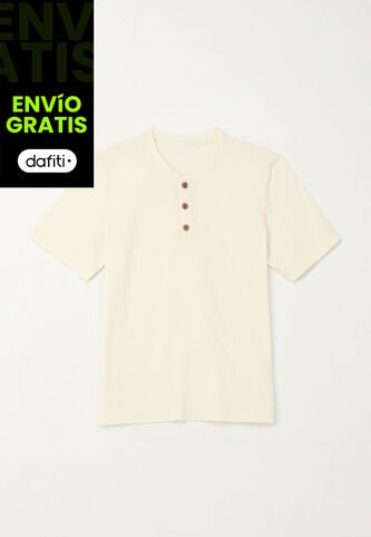 Camiseta Cuello Redondo Con Botones Crudo Para Niño Tennis