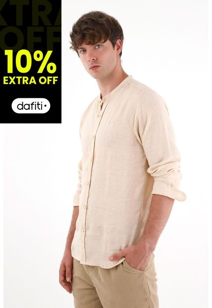 Camisa Manga Larga A Rayas Crudo Para Hombre