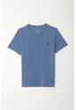 Camiseta Azul Cuello Redondo Para Niño de Tennis