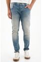 Tennis Jean Skinny Tiro Medio Con Desgastes Localizados Para Hombre de Tennis