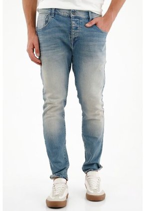 Tennis Jean Skinny Tiro Medio Con Desgastes Localizados Para Hombre