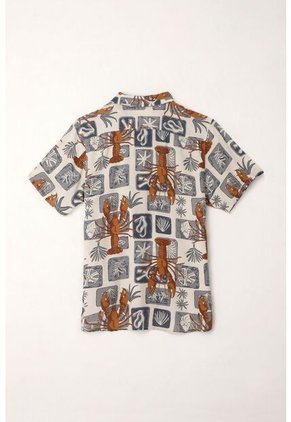 Tennis Camisa Tipo Bowling Con Estampado De Langostas Para Hombre