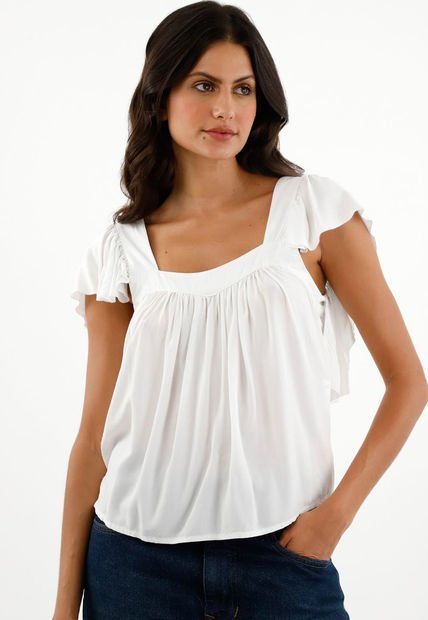 Camisa Blanca De Tiras Con Bolero Para Mujer