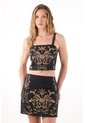 Tennis Camisa Crop De Tiras Bordada Negra Para Mujer de Tennis