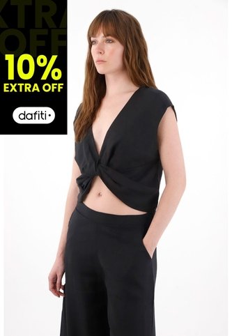 Tennis Camisa Amplia En Lino 100% Negra Para Mujer Tennis