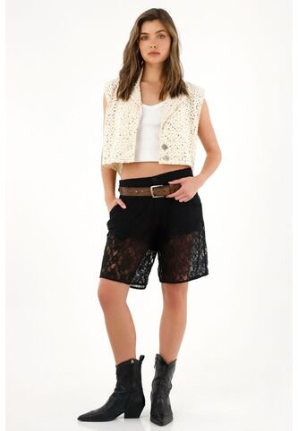 Tennis Bermuda Larga Negra En Encaje Para Mujer Tennis