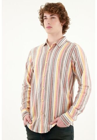 Camisa Cuello Francés A Rayas Para Hombre Tennis