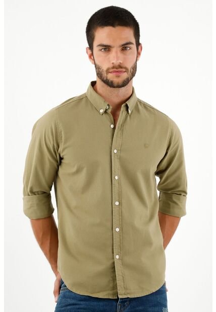 Camisa Manga Larga Verde Para Hombre