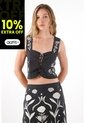 Tennis Camisa Tipo Corsé En Lino 100% Negra Para Mujer de Tennis