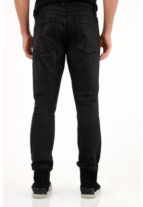 Tennis Jean Skinny Con Efecto Resinado Negro Para Hombre