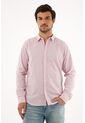 Camisa Rosada A Rayas Manga Larga Para Hombre de Tennis