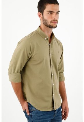 Camisa Manga Larga Verde Para Hombre