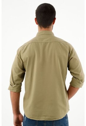 Camisa Manga Larga Verde Para Hombre