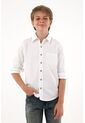 Camisa Oxford Manga Larga Blanca Para Niño de Tennis