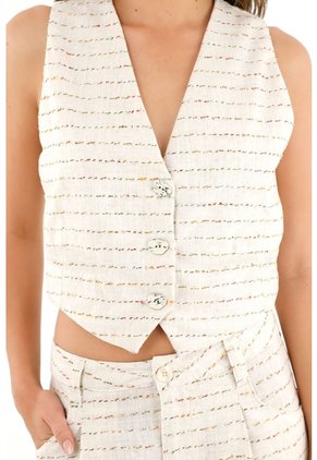 Tennis Chaleco En Tweed Con Botones Para Mujer