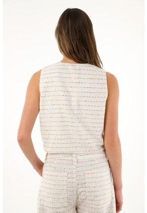 Tennis Chaleco En Tweed Con Botones Para Mujer