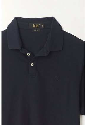 Tennis Polo Azul Slim Fit Cuello Tejido Para Hombre