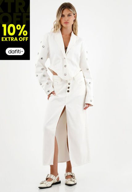 Chaqueta Tipo Blazer Crudo Para Mujer
