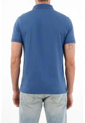 Tennis Polo Azul Slim Fit Lycra-Algodón Para Hombre