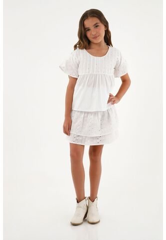 Camisa Blanca De Silueta Amplia Para Niña Tennis