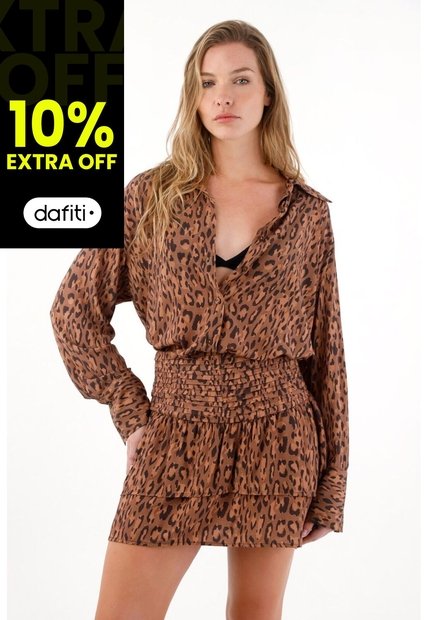 Tennis Camisa Con Estampado De Animal Print Para Mujer