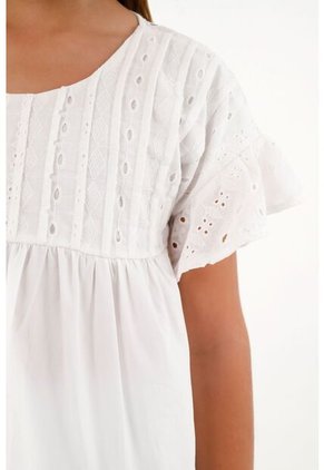 Camisa Blanca De Silueta Amplia Para Niña