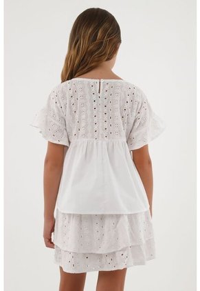 Camisa Blanca De Silueta Amplia Para Niña