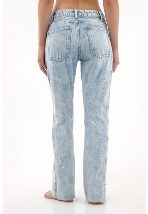 Tennis Jean Recto Tiro Medio Diseño Bicolor Para Mujer