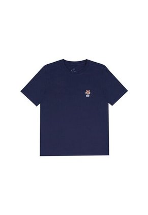 Camiseta Básica Azul Con Estampado Divertido Para Niño