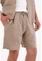 Tennis Bermuda En 100% Lino Con Bolsillos Café Para Hombre de Tennis