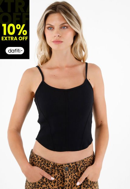 Camiseta Negra De Tiras Para Mujer