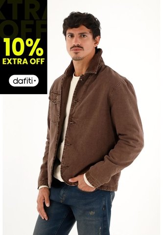 Abrigo Con Cuello En Corduroy Café Para Hombre Tennis