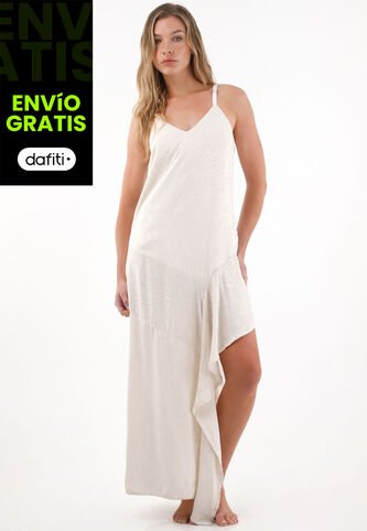 Tennis Vestido Largo Asimétrico De Animal Print Gris Para Mujer Tennis