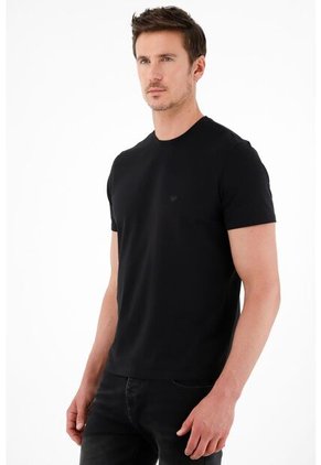 Tennis Camiseta Cuello Redondo Negra Para Hombre