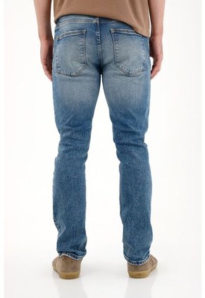 Tennis Jean Nudy Con Desgastes Localizados Azul Para Hombre