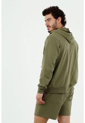 Buzo De Hombre, Silueta Amplia, Con Capucha, Manga Larga, Color Verde