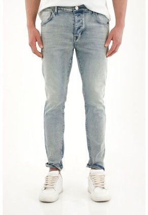 Tennis Jean Skinny De Tiro Medio Tono Claro Para Hombre