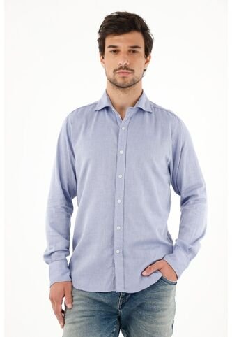 Tennis Camisa Azul Con Diseño Preteñido Manga Larga Para Hombre Tennis